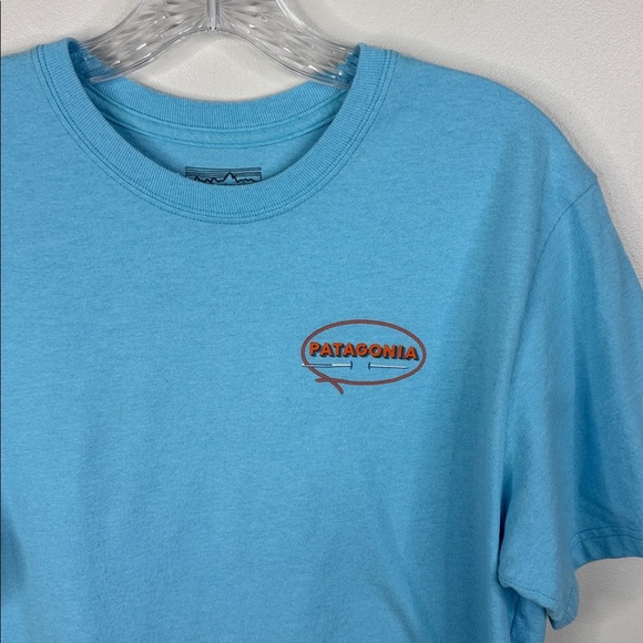 Patagonia Recycled Fabrics Men's Medium Regular Fit Sky Blue Short Sleeve Tee - Picture 2 of 6